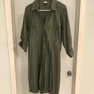 Army khaki button up Sonoma dress